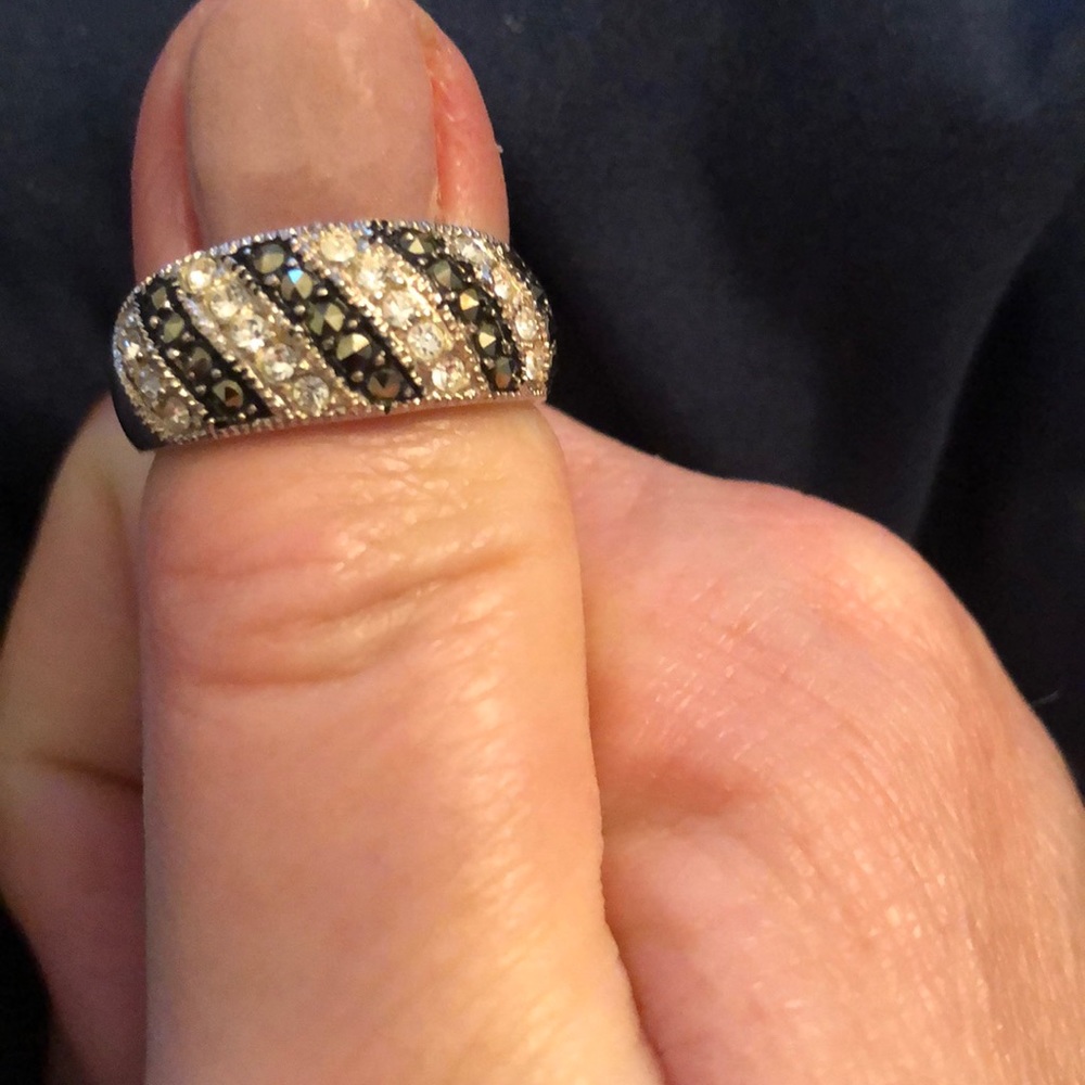 Sterling Silver marcasite and CZ ring